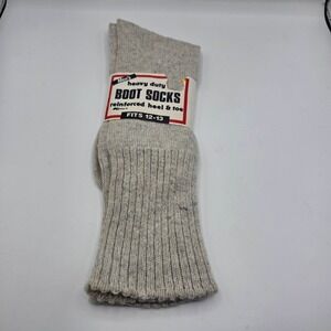 Kmart Men's Heavy Duty Boot‎ Socks Reinforced Heel Toe Oatmeal Fits 12-13 New